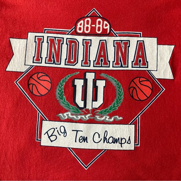 VTG Screen Stars Best Indiana Hoosiers 88/89 Big 10 Champs Single Stitch Tee - Picture 4 of 5